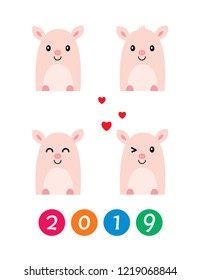 cute happy pig cartoon vector 2019