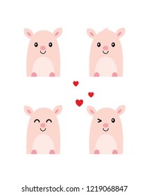 cute happy pig cartoon vector 2019