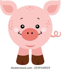 Cute and happy pig isolated