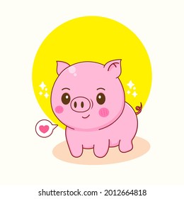 cute happy pig smiling character cartoon illustration