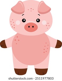 Cute and happy pig standing
