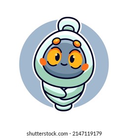 Cute happy pocong ghost cartoon vector icon illustration