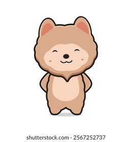 Cute happy pomeranian character cartoon icon illustration. Design isolated flat cartoon style