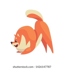 Cute Happy Pomeranian Spitz, Funny Pet Dog Cartoon Character Vector Illustration