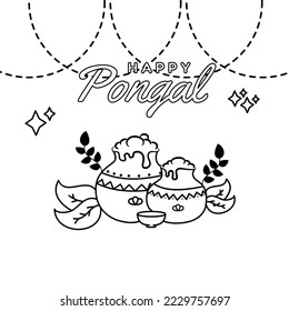 cute happy pongal background with butter vector coloring book - Shutterstock ID 2229757697