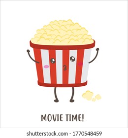 cute happy popcorn vector design movie time