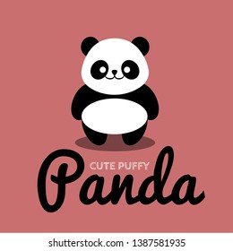 Cute Happy Puffy Panda Vector Illustration