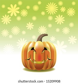 A cute happy pumpkin smiling at you during Halloween time.