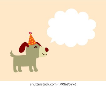 cute happy puppy dog birthday greeting card vector