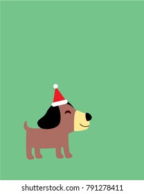 cute happy puppy dog merry christmas greeting vector