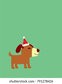 cute happy puppy dog merry christmas greeting vector