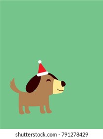 cute happy puppy dog merry christmas greeting vector