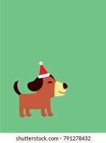 cute happy puppy dog merry christmas greeting vector