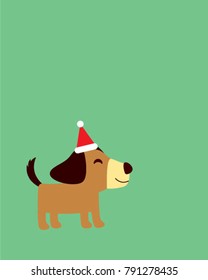 cute happy puppy dog merry christmas greeting vector