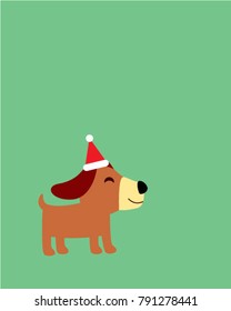 cute happy puppy dog merry christmas greeting vector