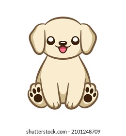 Cute happy puppy sitting down cartoon illustration clipart
