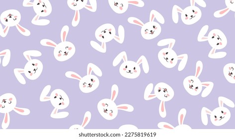 Cute happy rabbit repeated pattern background wallpaper