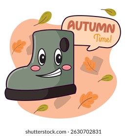 Personagem de bota chuvosa feliz bonito ilustração Vetor