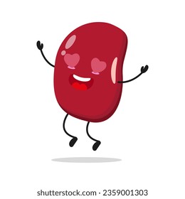 Cute happy red bean character. Funny fall in love bean cartoon emoticon in flat style. red bean emoji vector illustration