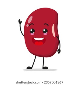 Cute happy red bean character. Smiling and greet bean cartoon emoticon in flat style. red bean emoji vector illustration
