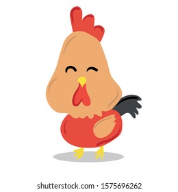 cute and happy red chicken