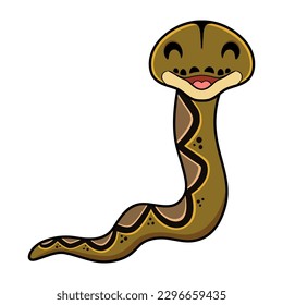 Cute happy reticulatus python cartoon 