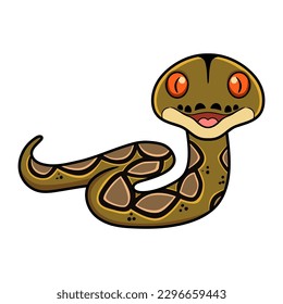 Cute happy reticulatus python cartoon 