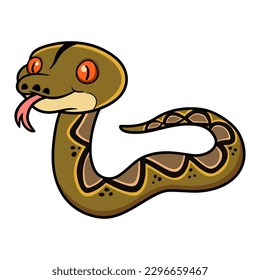 Cute happy reticulatus python cartoon 