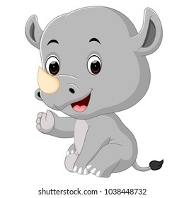 cute happy rhino cartoon