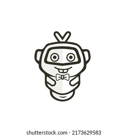 Cute happy robot face avatar. robot vector icon in simple modern flat style. technology bot