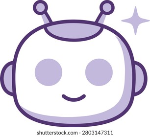 Cute happy robot head character with technology artificial intelligence character minimalist friendly automaton electronic innovation expression illustration automation advanced creative