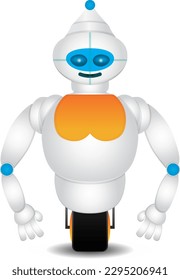 süßer, glücklicher Roboter einzeln auf weißem Hintergrund