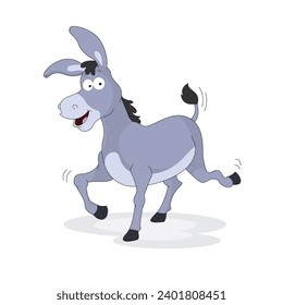 Cute happy Running Donkey vector illustration