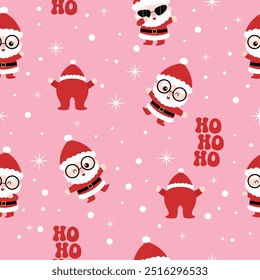 Cute happy Santa Claus seamless pattern