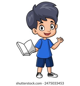 Cute happy school boy cartoon