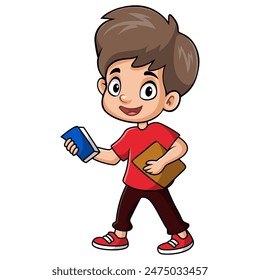 Cute happy school boy cartoon
