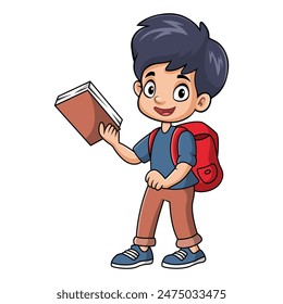 Cute happy school boy cartoon