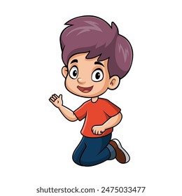 Cute happy school boy cartoon