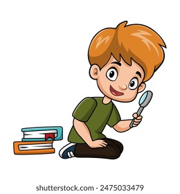 Cute happy school boy cartoon