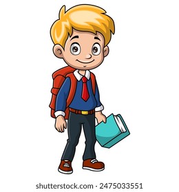 Cute happy school boy cartoon