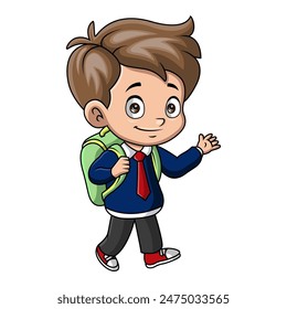 Cute happy school boy cartoon