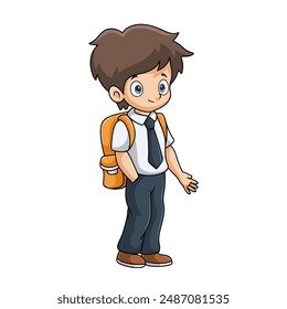 Cute happy school boy cartoon