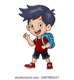 Cute happy school boy cartoon