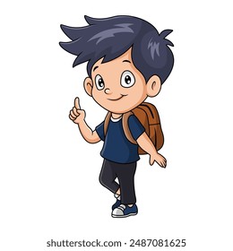 Cute happy school boy cartoon
