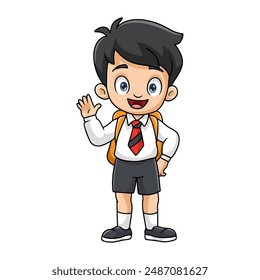 Cute happy school boy cartoon
