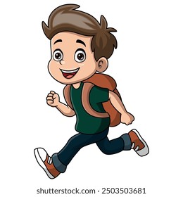 Cute happy school boy cartoon