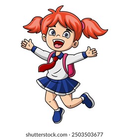Cute happy school girl cartoon 