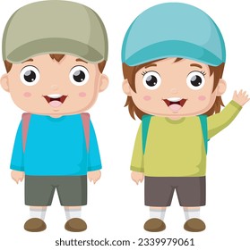 Cute happy school kid on white background
