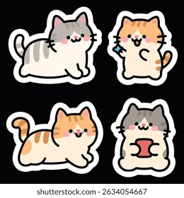 Cute and happy Scottish Fold cat stickers pack with playful and adorable expressions.