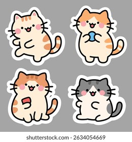 Cute and happy Scottish Fold cat stickers pack with playful and adorable expressions.